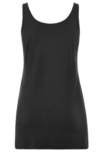 LTS MADE FOR GOOD Black Cotton Longline Vest Top | Long Tall Sally