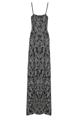 LTS Tall Black Floral Print Striped Maxi Dress | Long Tall Sally