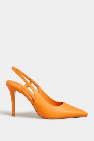 LTS Orange Sling Back Heel Court Shoes in Standard Fit | Long Tall Sally