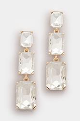 Gold Tone Diamante Triple Drop Earrings | Yours Clothing 2