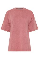 LTS Tall Pink Acid Wash Short Sleeve Sweat T-Shirt | Long Tall Sally 6