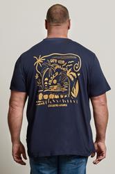 BadRhino Big & Tall Navy Blue 'Chasing Waves' Graphic T-Shirt | BadRhino 3