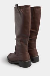Brown Metal Detail Knee High Boots In Standard Fit | Yours Clothing 4