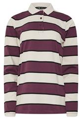 LTS Tall Ivory White Striped Jersey Polo Top | Long Tall Sally 6