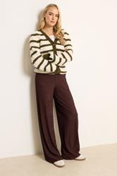 LTS Tall Brown Textured Elasticated Waist Trousers | Long Tall Sally 1