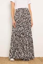 LTS Tall Women's Chocolate Brown Abstract Tiered Maxi Skirt | Long Tall Sally 1