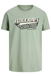 JACK & JONES Big & Tall Iceberg Green Logo Chest Print T-Shirt | BadRhino 1