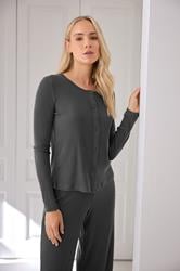 LTS Tall Women's Charcoal Grey Ribbed Cardigan | Long Tall Sally 1