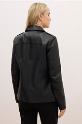 LTS PREMIUM Tall Black Leather Biker Jacket | Long Tall Sally 4