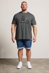 D555 Big & Tall Charcoal Grey Gorilla Biker Print T-Shirt | BadRhino 1