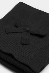 Black Bow Detail Knitted Scarf | Yours Clothing 2