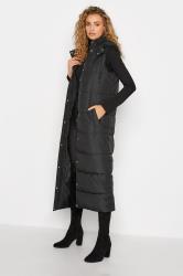 LTS Tall Women's Black Hooded Midaxi Puffer Gilet | Long Tall Sally 1