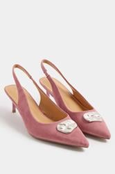 LTS Pink Hammered Slingback Heels In Standard Fit