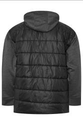 KAM Big & Tall Black Quilted Jersey Sleeve Hoodie | BadRhino 4