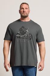 D555 Big & Tall Charcoal Grey Gorilla Biker Print T-Shirt | BadRhino 3