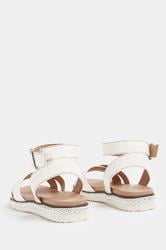 White Cross Over Strap Sandals In Wide E Fit | Yours Clothing 4