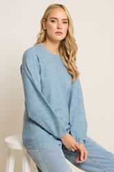 LTS Tall Light Blue Knit Balloon Sleeve Jumper | Long Tall Sally 1