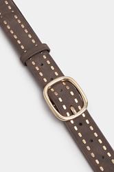 Brown Faux Suede Stitch Detail Belt | Yours Clothing 2
