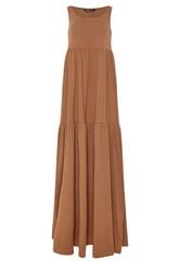 LTS Tall Mocha Brown Tiered Cotton Maxi Dress