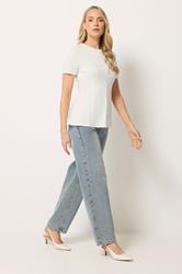 LTS Tall Women's White Seam Front Peplum Top | Long Tall Sally 1