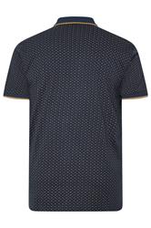 KAM Indigo Blue Geometric Print Short Sleeve Polo Shirt | BadRhino 2