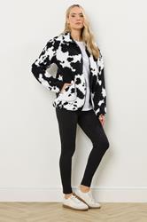 LTS Tall Black Cow Print Zip Fleece Jacket | Long Tall Sally 4