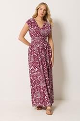 LTS Tall Women's Red Floral Cotton Wrap Maxi Dress | Long Tall Sally 1