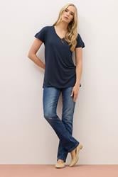 LTS PREMIUM Tall Womens Navy Blue V-Neck T-Shirt | Long Tall Sally 1