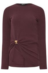 LTS Tall Women's Berry Red Metal Trim Textured Top | Long Tall Sally 1
