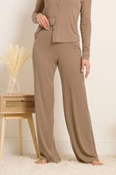 LTS Tall Women's Camel Brown Ribbed Wide Leg Trousers | Long Tall Sally  2