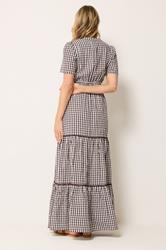 LTS Tall Women's Chocolate Brown Gingham Cotton Maxi Dress | Long Tall Sally 2