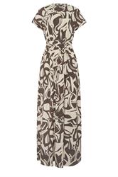LTS Tall Chocolate Brown Abstract Shirred Waist Cotton Maxi Dress