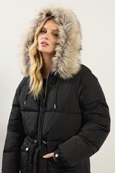 LTS Tall Black Padded Midi Coat | Long Tall Sally 4