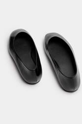 Black Faux Leather Square Toe Ballet Pumps In Extra Wide EEE Fit | Yours Clothing 4