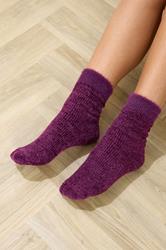 2 PACK Green & Purple Chenille Ankle Bed Socks | Yours Clothing 2