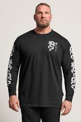 BadRhino Big & Tall Black Extra Long Dragon Graphic Long Sleeve T-shirt | BadRhino 1