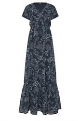 LTS Tall Women's Navy Blue Floral Tie Waist Maxi Dress | Long Tall Sally 1