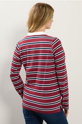 LTS Tall Red & Navy Blue Striped Jersey Polo Top | Long Tall Sally 3