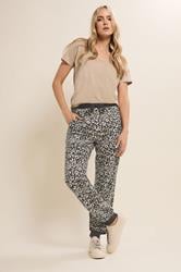 LTS Tall Women's Charcoal Grey & Brown Leopard Print Cuffed Joggers | Long Tall Sally 1