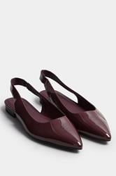 LTS Burgundy Red Patent Flat Shoes In Standard Fit | Long Tall Sally 1