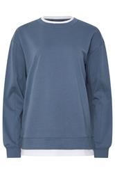 LTS Tall Women's Denim Blue & White Layered Top | Long Tall Sally 2