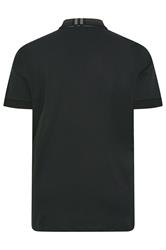 LYLE & SCOTT Big & Tall Black Tartan Collar Polo Shirt | BadRhino 4