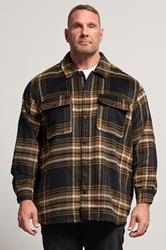 JACK & JONES Big & Tall Monks Robe Brown Check Overshirt | BadRhino 1