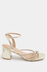 Gold Diamante Asymmetric Block Heels In Wide E Fit | Yours Clothing 2