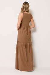 LTS Tall Women's Mocha Brown Tiered Cotton Maxi Dress | Long Tall Sally  4
