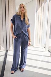 LTS Tall Blue Acid Wash Wide Leg Trousers | Long Tall Sally 1
