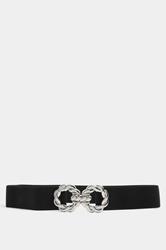 Black Elasticated Buckle Front Belt | Yours Clothing 3