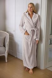 LTS Tall Stone Brown Luxury Soft Fleece Maxi Dressing Gown | Long Tall Sally 1