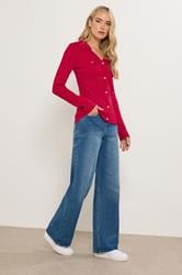 LTS Tall Red Ribbed Button Detail Top | Long Tall Sally 2