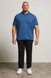 BadRhino Big & Tall Denim Blue Slub Polo Shirt | BadRhino 2